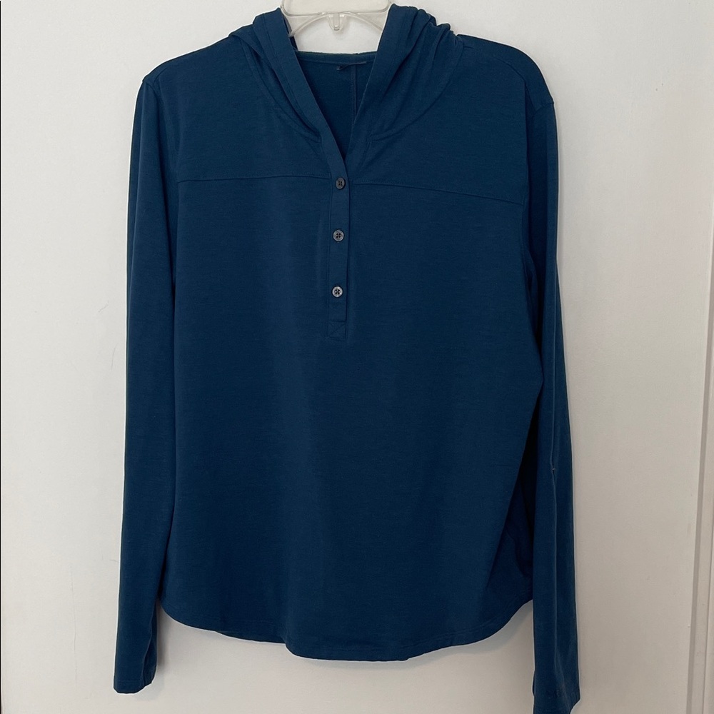 Marmot Blue Rory Hooded Sweatshirt Henley size XL - Picture 6 of 11